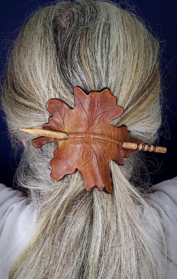 Small Leather Hair Barrette/Scarf Slide