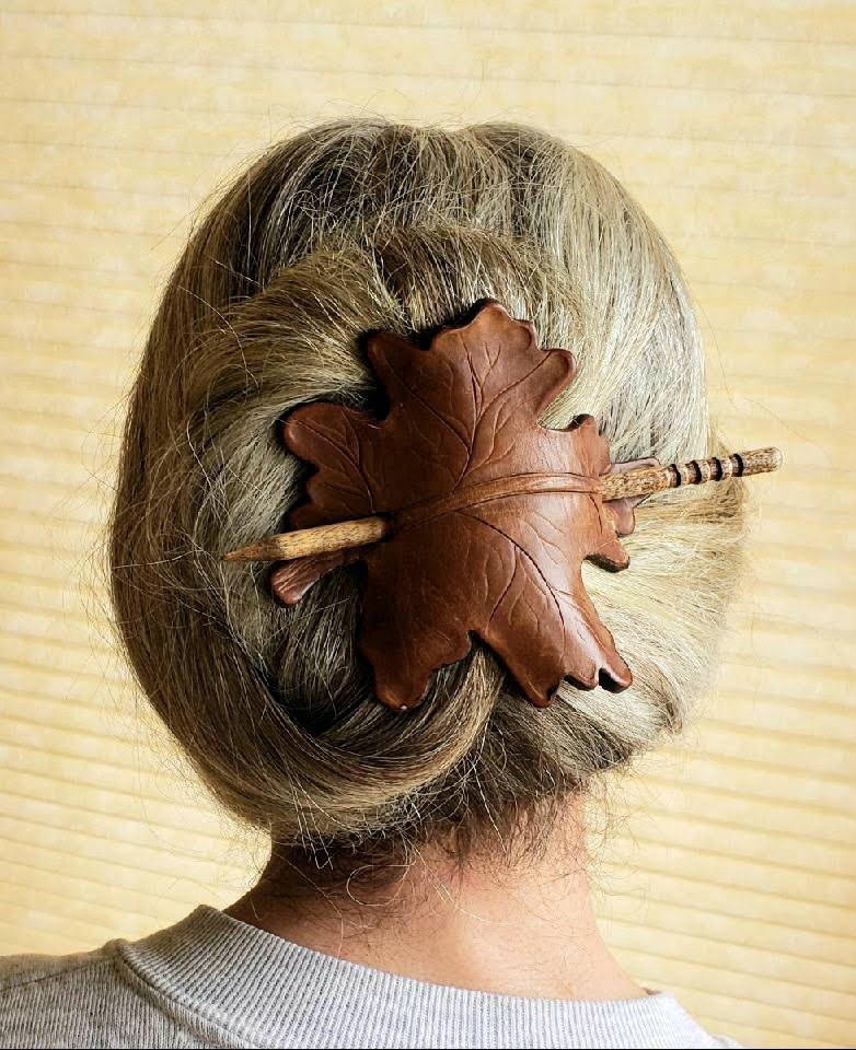 Small Leather Hair Barrette/Scarf Slide